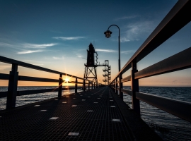 lighthouse, bridge, pier
